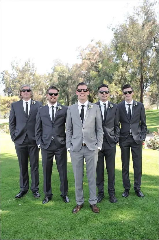 Custom Made Gray Black Groomsman Suit 2 Piece Slim Fit