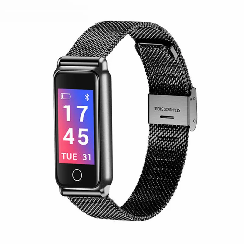 Y8 фитнес умный браслет для мужчин и женщин стальной браслет часы спортивный браслет IP67 Водонепроницаемый сердечный ритм кровяное давление для Android iOS - Цвет: Черный