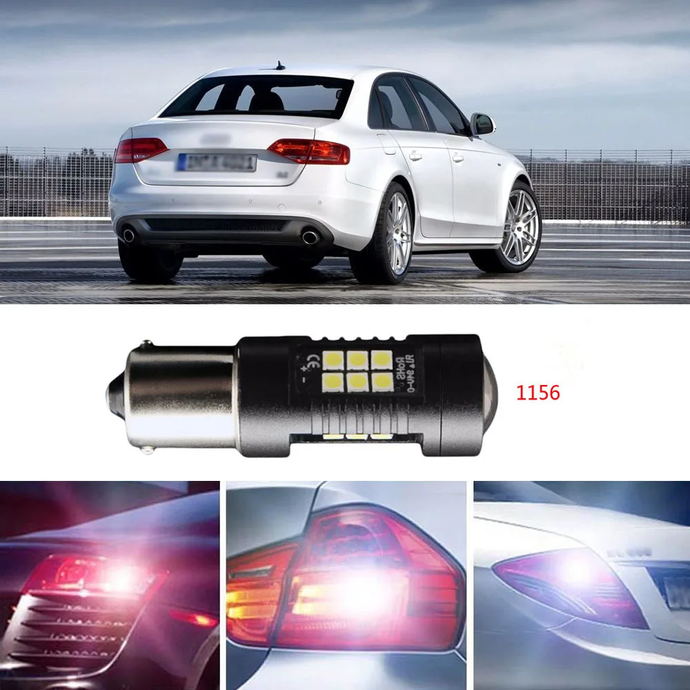 Ownsun 2Pcs Error Free LED Reversing 1156 Back Up Reverse Light Bulbs Fit For Audi A4in Signal