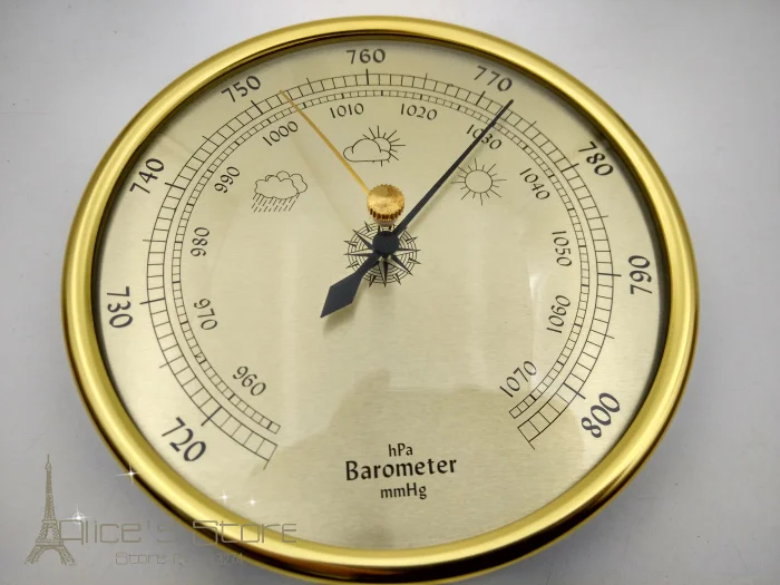 

New 1pcs Quality Precision Aneroid Barometer 128mm Diameter Round Dial Trac Outdoor Fishing Barometer Gold b128