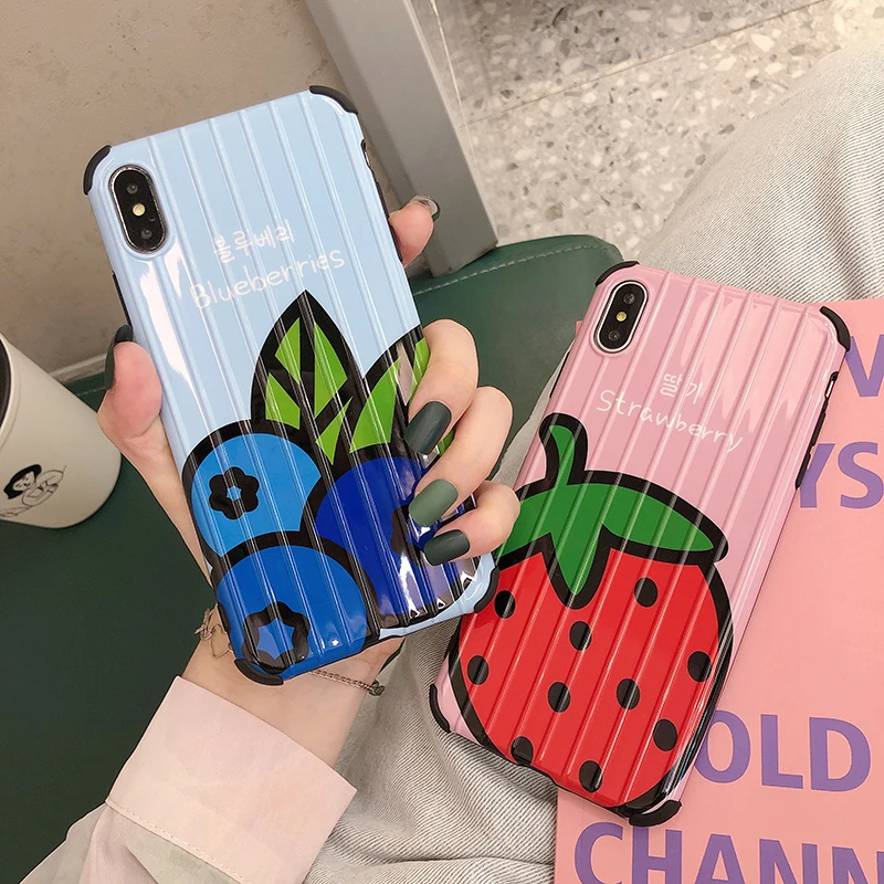 

VZD Strawberry Fruit Soft TPU Solid color Phone Case For iPhone XS XR XS Max X 5 5S SE 6 6S 7 Plus Phone Back Cover