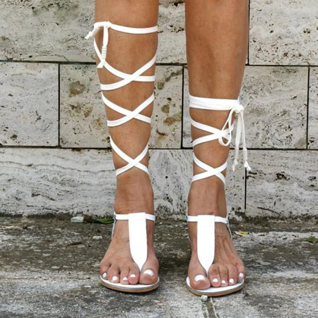 

MUQGEW Summer Sandals Women Plus Size Open-Toe Strap Roman Wind Straps Toe Flat Sandals Shoes Female Footwear Beach Sandals
