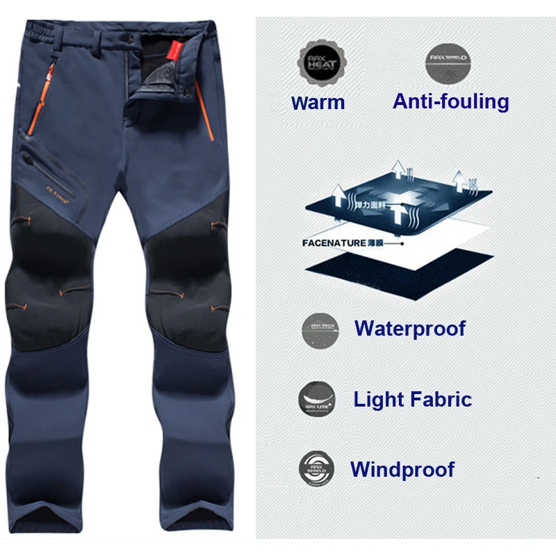Негабаритных мужские Зимние флисовые водонепроницаемые штаны для улицы мягкие панцирные брюки походные треккинговые походные спортивные туристические тренировочные брюки
