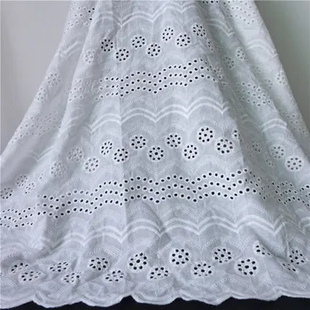 

1 Yard Ivory White Circle Eyelet Lace 100% Cotton Embroidered Lace Fabric Scalloped Wave Clothing Material
