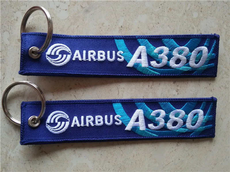

Airbus A380 Fabric Embroidery Aviation Keychain