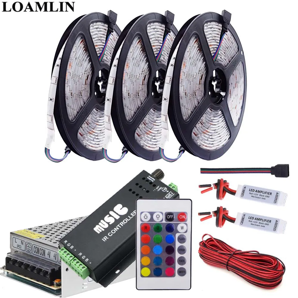 Светодиодная лента RGB 30 светодиодов/м плавкий свет 5050SMD 24 клавиши ИК музыка