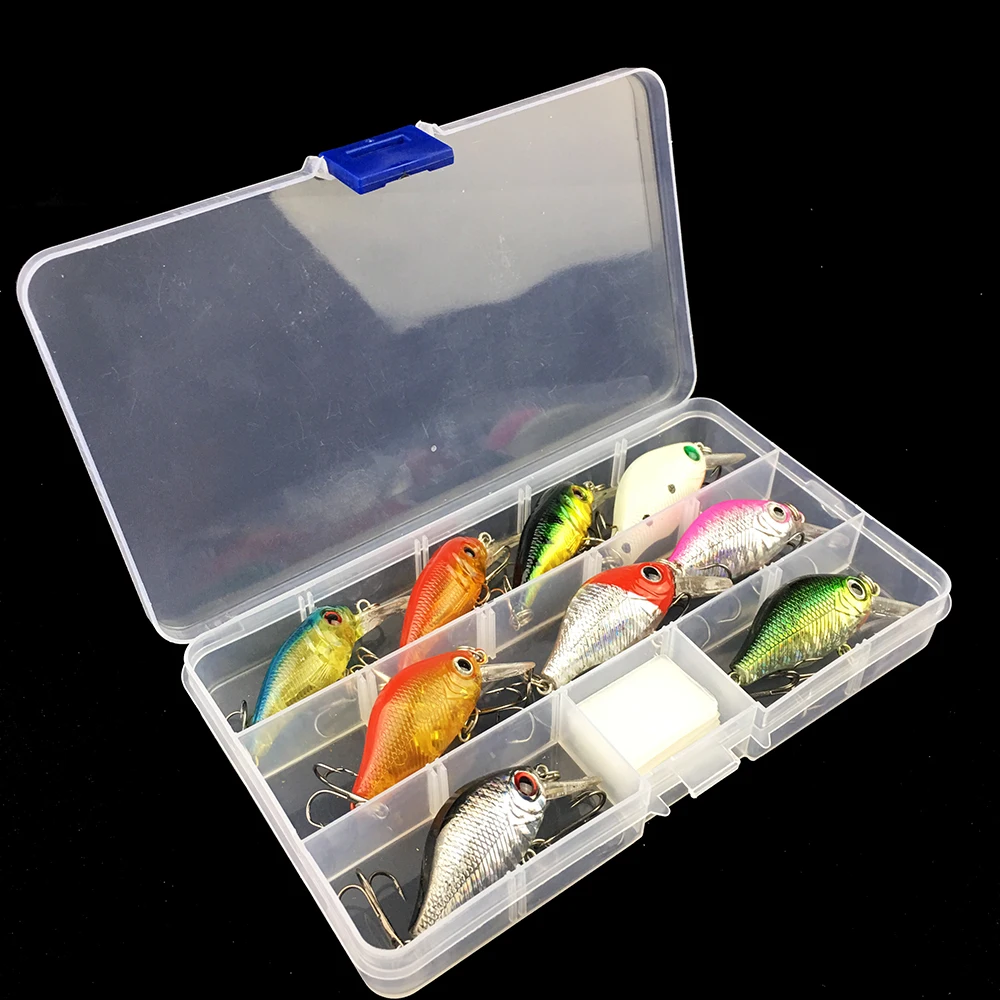 9pcs Crank Fishing hard lure bait set kit with case Storage box