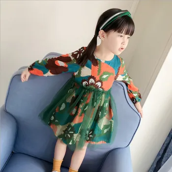 

high quality! baby girls dress autumn clothes for girls party dresses mesh patchwork baby girls dress green infant vestidos tutu