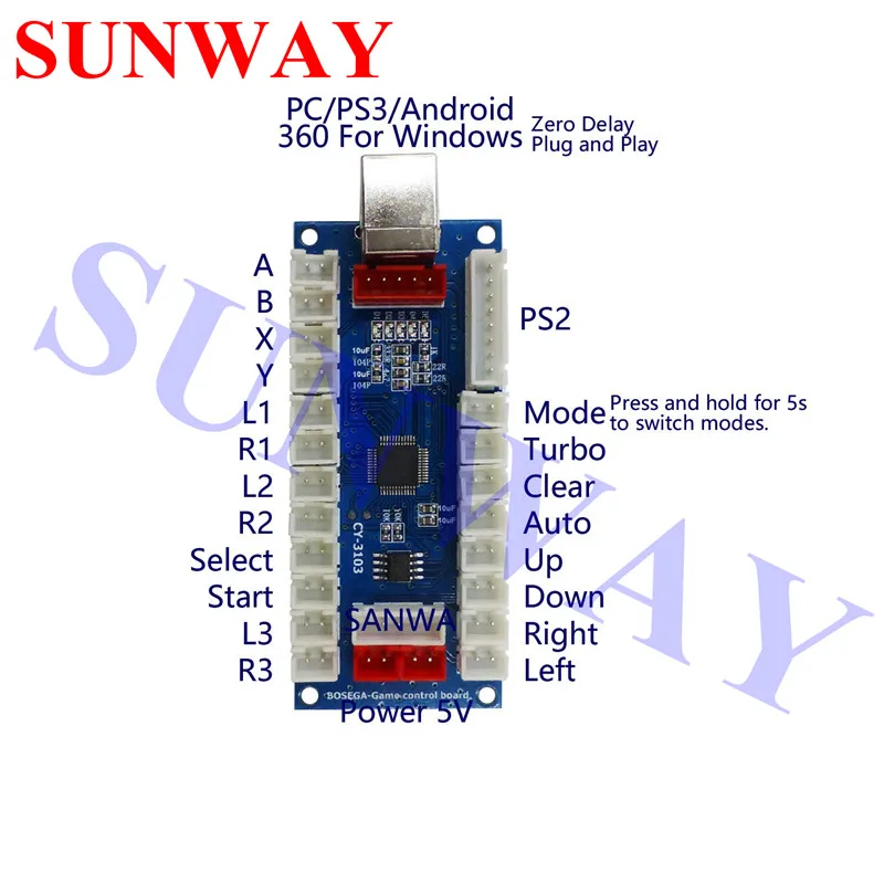 4 в 1 PS2/PS3/PC/XBOX360 Аркада pcb джойстик USB аркадный джойстик USB энкодер borad для ПК аркадная Sanwa Джойстик для Аркады Комплект