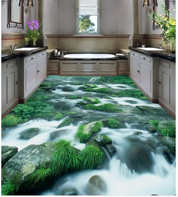 3D Wallpaper 3d Floor Murals PVC 3D Waterfall Floor, 47 OFF