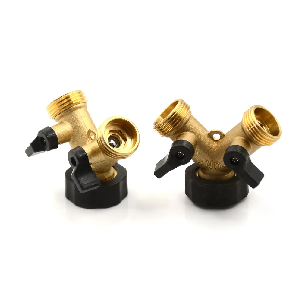 1PC Brass Hose Pipe Splitter 2 Way Quick Connector Adaptor Y Shape Garden Tap