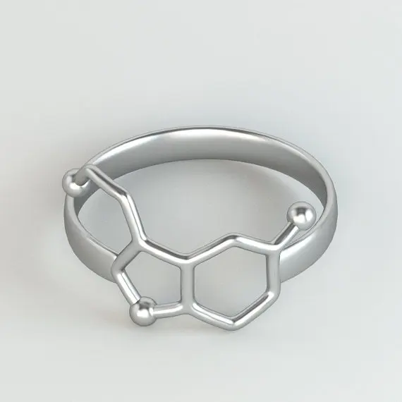 Hfarich молекула серотонина кольцо химия Neurotransmitter Science ювелирные изделия кольца для женщин девушки подарки День Святого Валентина подарок