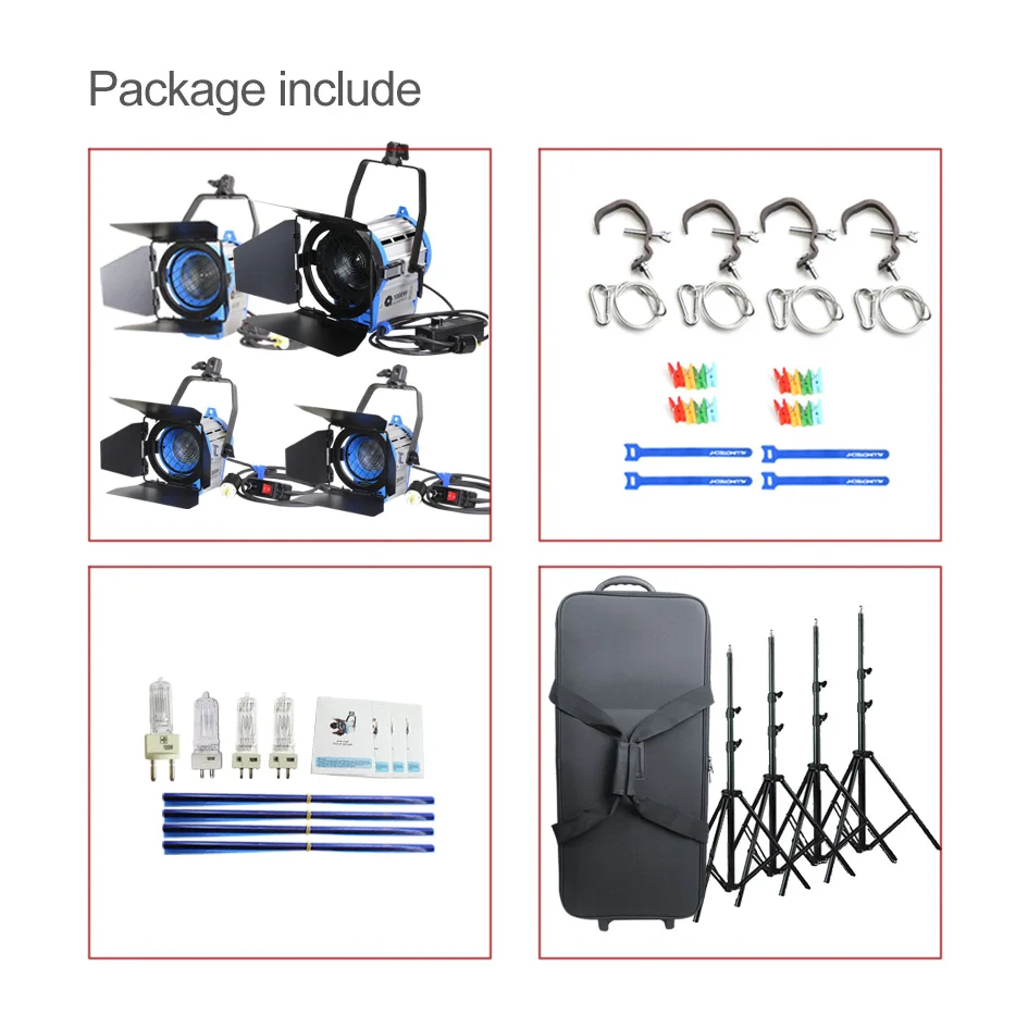 ALUMOTECH как ARRI диммер встроенный 300WX2+ 650 Вт+ 1000 Вт Fresnel вольфрамовый Точечный светильник+ чехол+ подставка