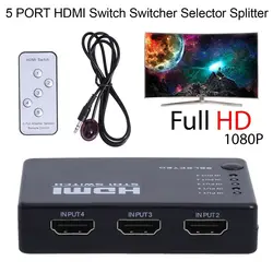 5 Порты и разъёмы 1080 P HDMI 5 Порты и разъёмы HDMI Switch HUB видео переключатель hdmi сплиттер с ИК-пульт дистанционного управления для HDTV DVD PS3