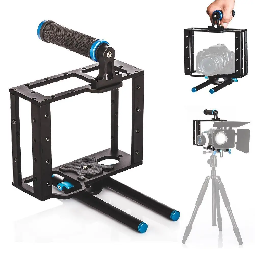 

DSstyles new style Camera Aluminum Cage with 15mm Rod Rig Top Handle Kit for Canon free shipping