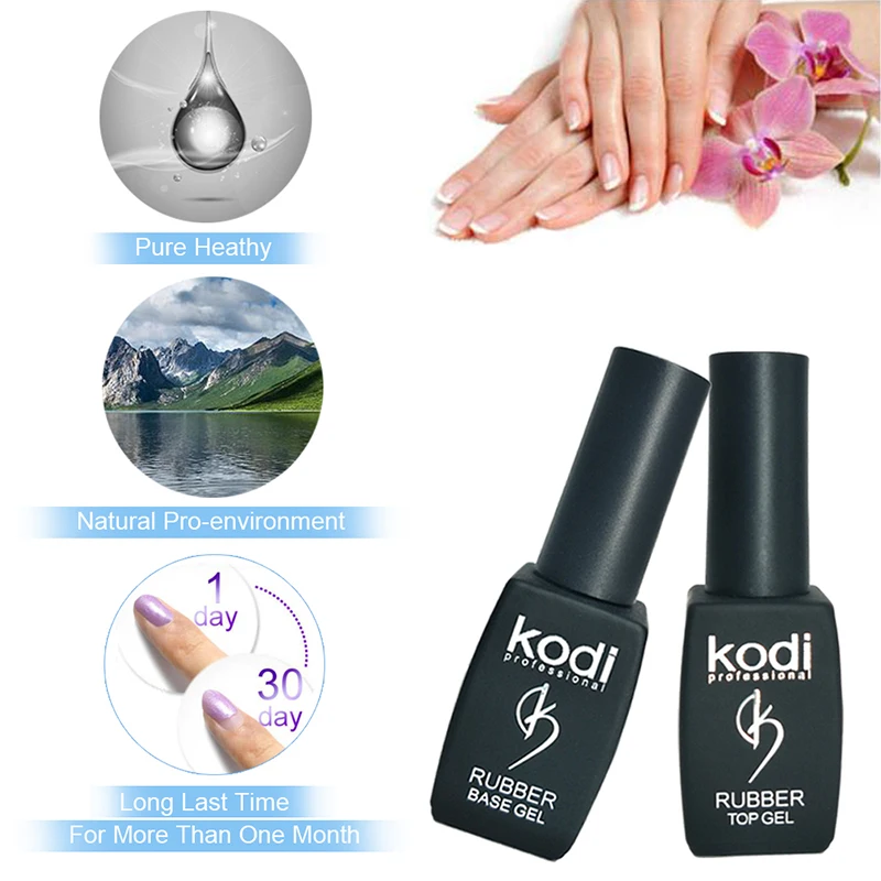 Kodi gel nail Esmaltes Permanent de polygel ongle 8ml Rubber Base Top Coat Gelpolish Polish Varnish Soak Off Nail Art Lacquer