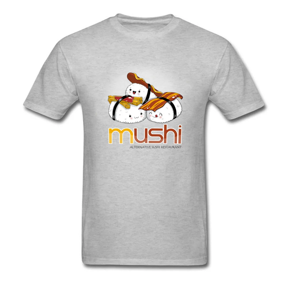 100% Cotton Men Short Sleeve Mushi T-shirts Custom Tops Shirt Graphic Camisa Crew Neck Clothing Shirt Free Shipping Mushi grey