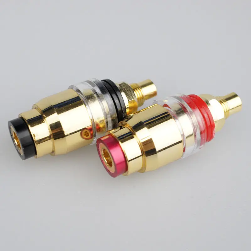 

GZLOZONE one pair Pure copper Gold plated HIFI speaker terminal Y plug connector L9-47