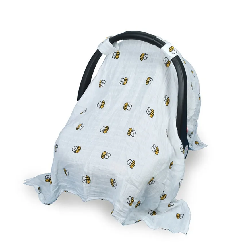 

Baby Stroller Accessories Multifunction Cotton Gauze Breathable Blanket Car Seat Cover Sunshade Safety Basket Cart Sun Canopy