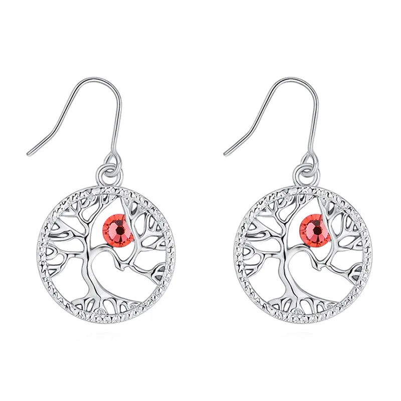 Drop Earrings Women Hollow Out Tree of Life Pattern Round Earring moda mujer Jewelry 2018 Fashion Pendientes03