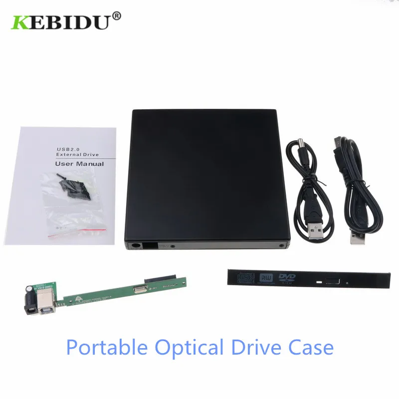 Kebidumei 2,0 мм USB 12,7 SATA Внешний привод DVD CD DVD-Rom IDE чехол привод коробка для ноутбука ноутбук компьютер