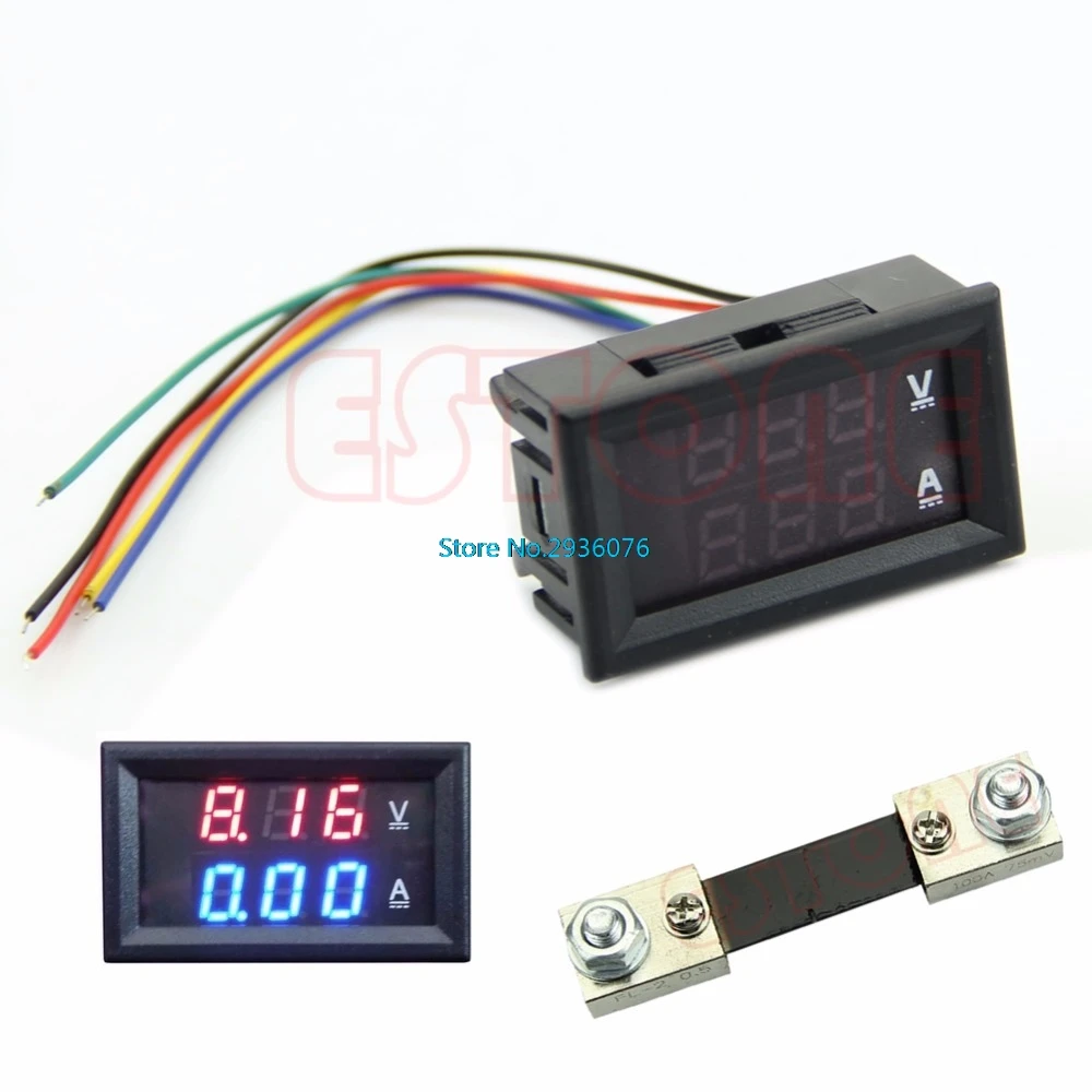 

2017 New Dual LED DC 100V 100A Digital Voltmeter Ammeter Amp Volt Meter Current Shunt MAR18_15