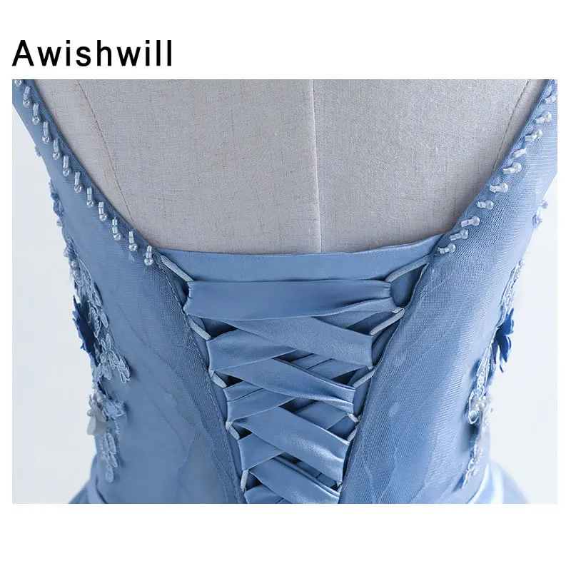 Реальное изображение Длинные вечерние платья Vestido Longo с рукавом-крылышком Аппликация из бисера Тюля Дешевые платья для выпускного вечера Китай Интернет-магазин