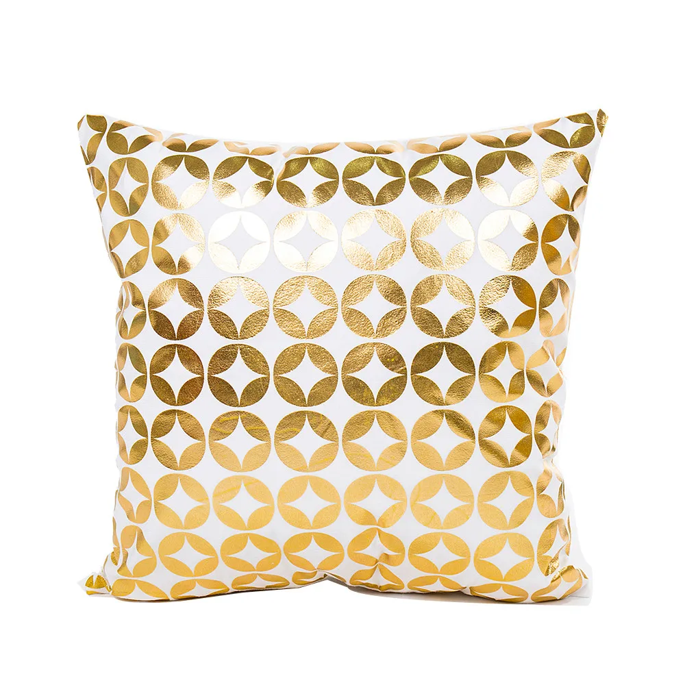 Золотая подушка из фольги, полиэстеровый чехол для дивана, поясная квадратная наволочка для подушки, домашний декор, простой геометрический нетканый чехол для подушки - Цвет: C