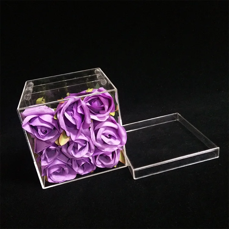 Модная простая прозрачная акриловая коробка для цветов розы с 9 отверстиями, роскошная Подарочная коробка ручной работы, ваза