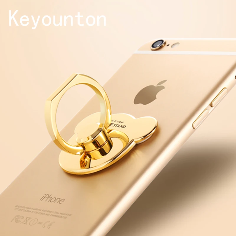 Finger Ring Holders Plating Cute Bear Smart Phone Stand Bracket Ring Holder for iPhone 7 8 X