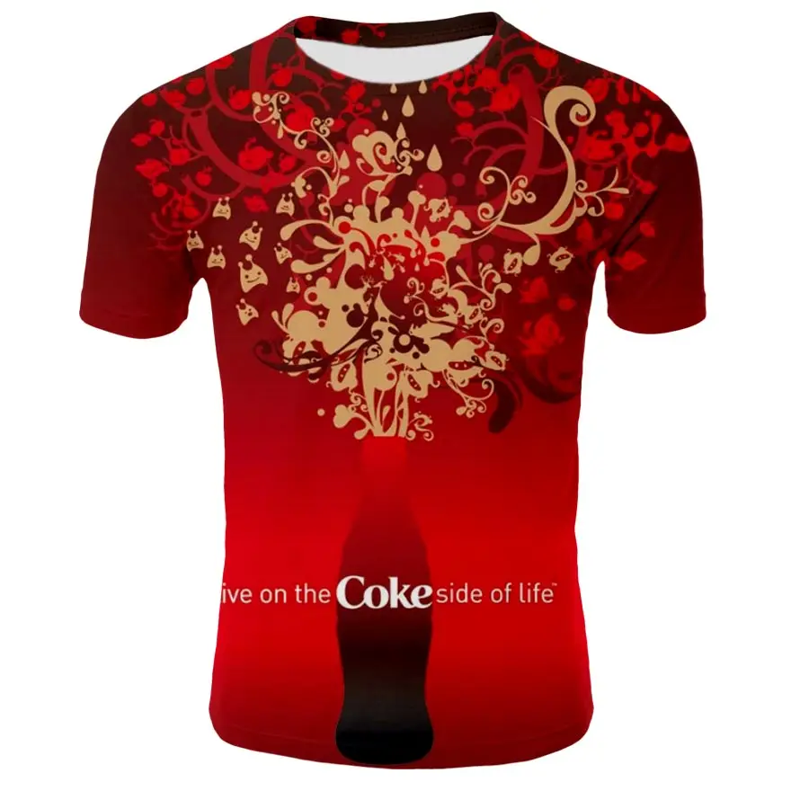 

3D Letters Cola Print T Shirt Men Women 2019 New Summer Cool Luxury O-neck Short Sleeve T-Shirts Male Tops Tees