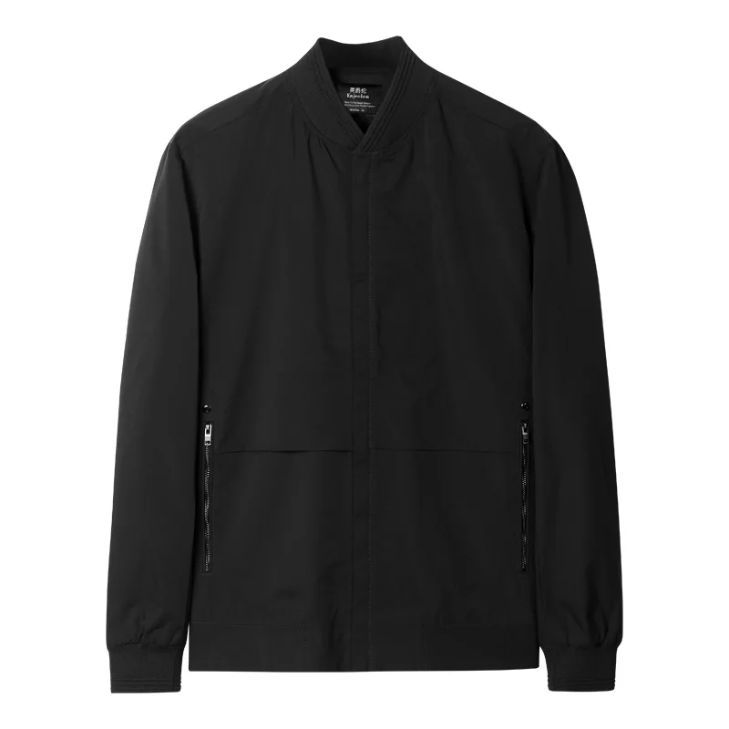 Enjeolon, брендовая весенняя куртка-бомбер, Мужская однотонная Черная куртка в сдержанном стиле, пальто со стоячим воротником, 3XL куртка, одежда JK625 - Цвет: Black