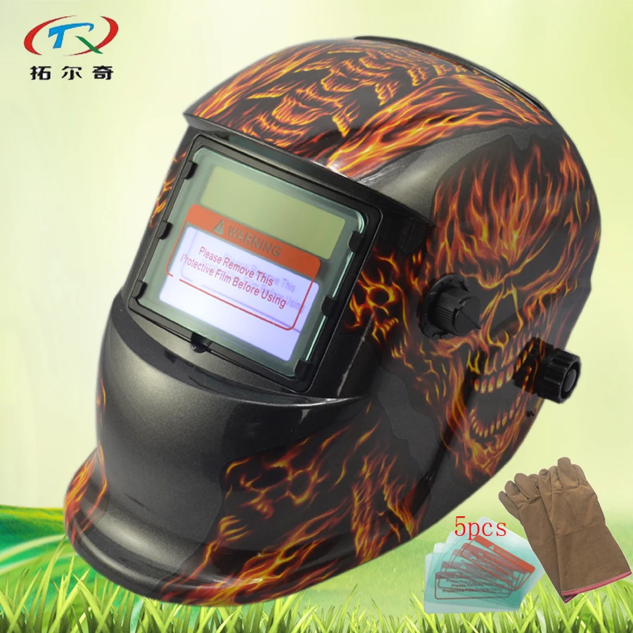 Welding Helmet Mask Equipment with glovs glass Auto Darkening solar and