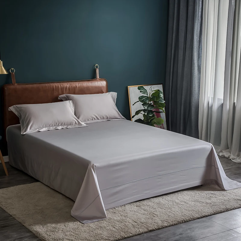 

Court Style Grey Red/White Color Flat Bed Sheet King Size Long-Staple Cotton Queen Size Flat Sheets Bed Sheets With Pillowcase