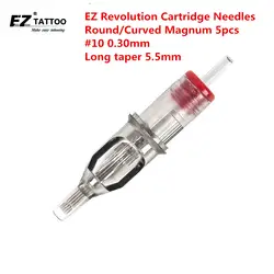 EZ революция картридж иглы татуировки Изогнутые Magnum #10 мм 0,30 мм Длинный мм конус 5,5 для картриджа машины и Захваты 5 шт./лот