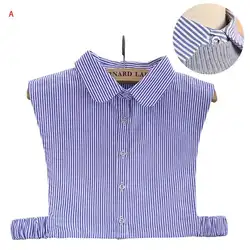 BTLIGE ручной работы для женщин в полоску модные накладной воротник от рубашки синий используется для соответствия свитер футболка одежды