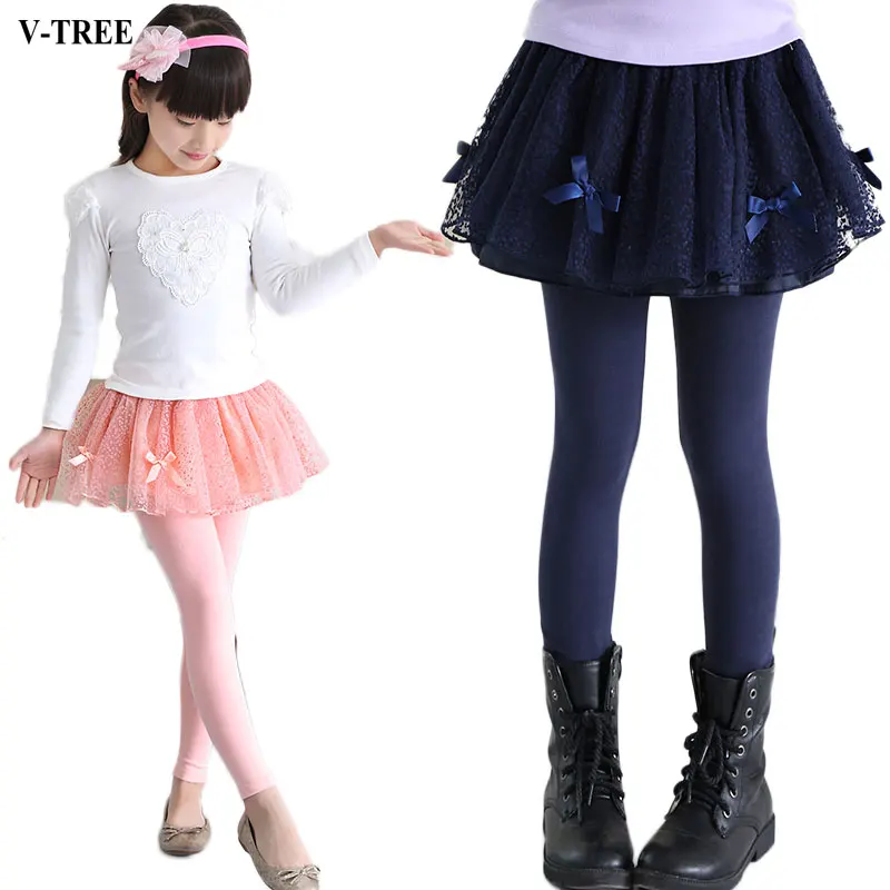 V TREE Girl Leggings Lace Leggings For Girls Cotton Kids Skirt Pants