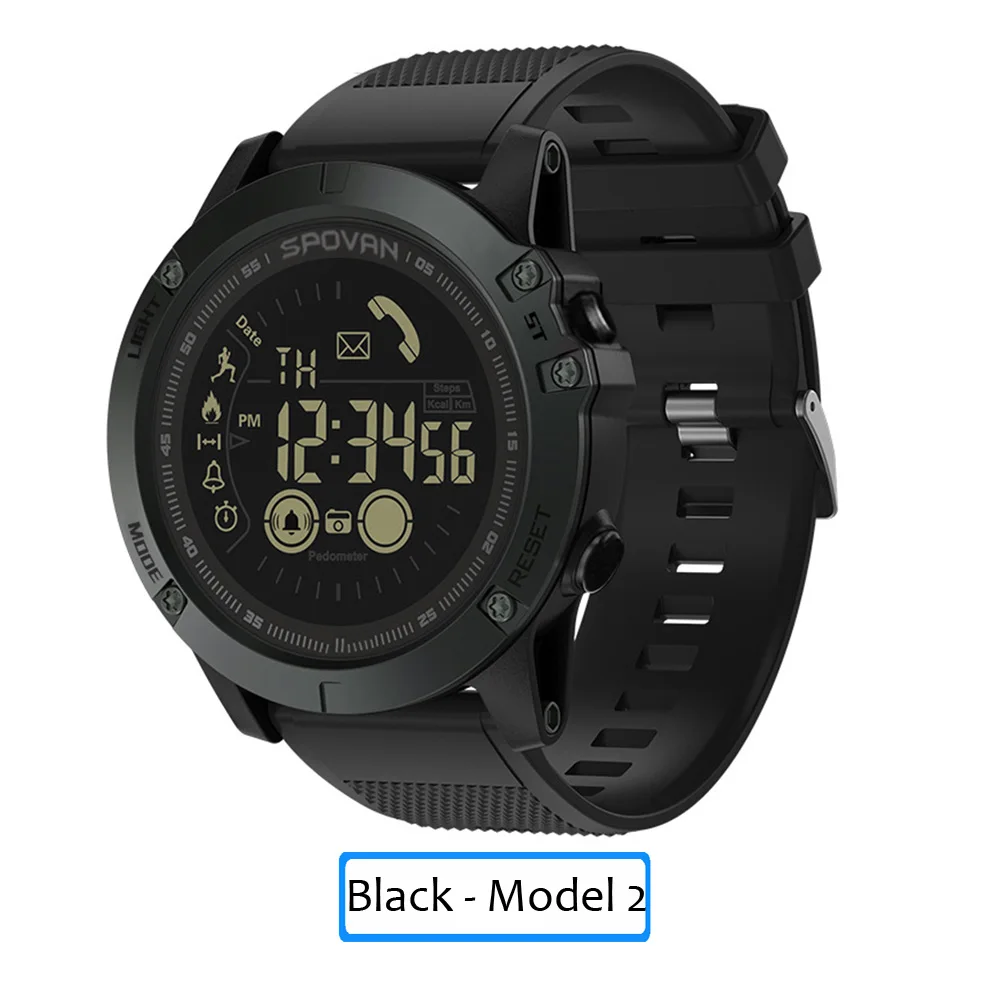 SPOVAN Bluetooth мужские смарт-часы модные спортивные часы цифровые часы 50 м водонепроницаемые спортивные умные часы Шагомер Удаленная камера - Цвет: Dial Type 2 Black