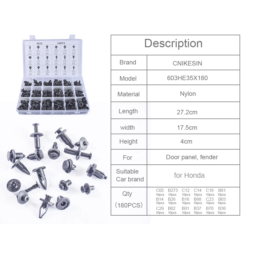 CNIKESIN180PCS Автомобильный крепеж зажимы и инструмент для ремонта нажимной