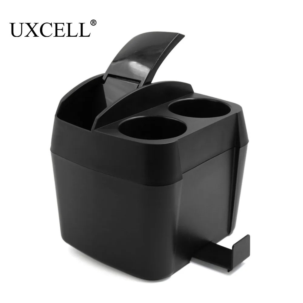 UXCELL Black Plastic Car Trash Bin Garbage Storage Container Cup Tissue Box Holder
