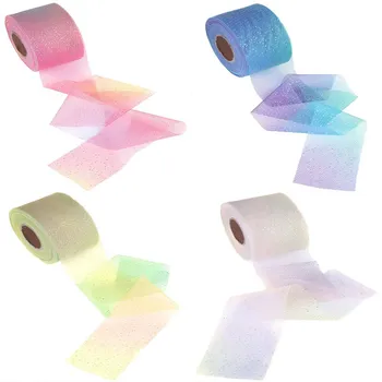 

6/7.5 Cm*50 Yds Rainbow Sequins Tulle Roll DIY Headwear Baby Shower Thanksgiving Unicorn Party Decor Wedding Party Gift Supplies
