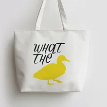 What the duck Аниме Холст Tote сумки Сумка для покупок с персонажем из мультфильма школьная сумка многоразовая шоппер продуктовая сумка GA1287