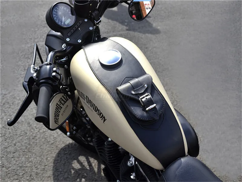 Подходит для Harley Sportster XL 883 1200 кожаный водонепроницаемый рюкзак черный ретро топливный бак сумка бак мешок