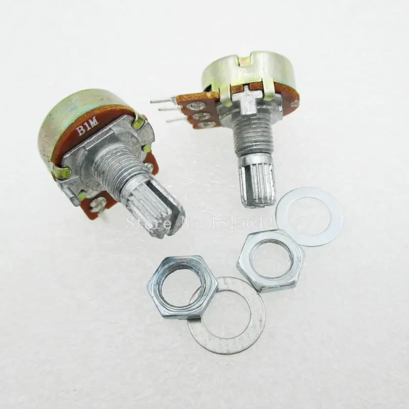 5PCS WH148 B1M Linear Potentiometer 15mm Shaft With Nuts And Washers Hot 3Pin High Quality | Электронные компоненты и