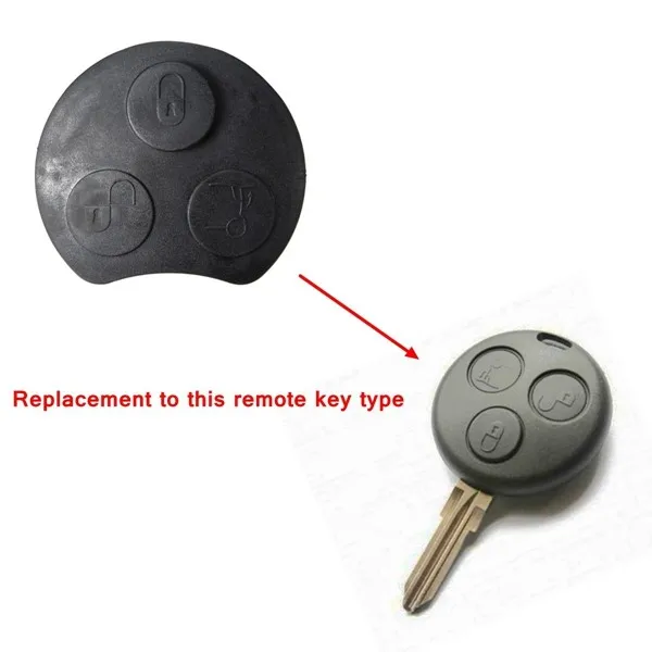 RUBBER PAD REMOTE KEY FOB 3 BUTTON BLACK FOR SMART FORTWO FORFOUR ROADSTER CITY