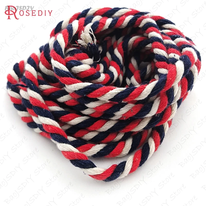 

Wholesale Diameter about 5mm 100% Cotton Three Colors Twisted Cords Rope Diy Findings 5 Meters(CA1062)