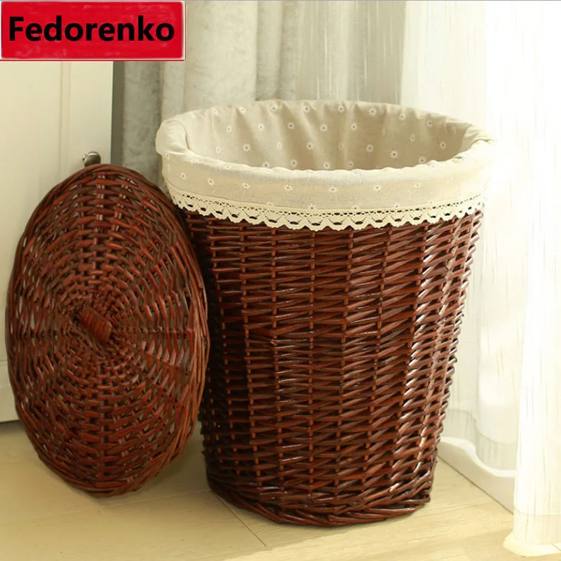 الخوص الطبيعي الغسيل سلات تخزين مربع المنزل الحمام الديكور مربع صغير كبير الخوص سلات تخزين مع الأغطية wasmand