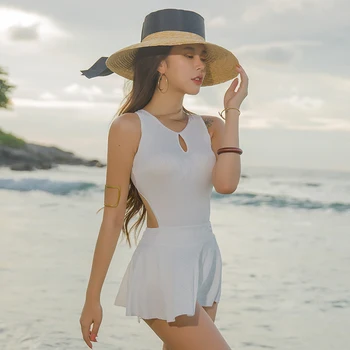 

2019 Korea Nylon Black Green White Sexy Backless Sexy One Piece Swimsuit Women Suit Bathing Beach Suit Bathing with Dress