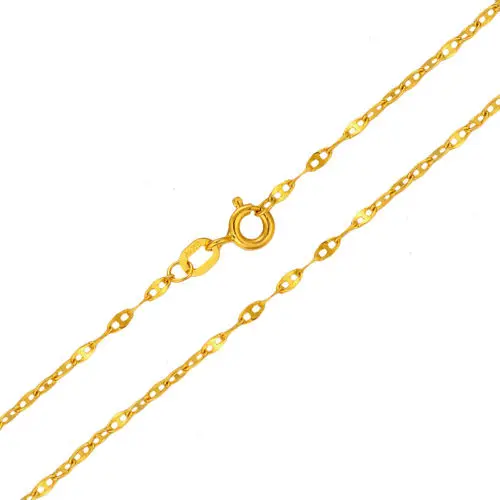 

New Authentic 18K Yellow Gold 1.5mm Anchor Link Chain Necklace 40cm Length