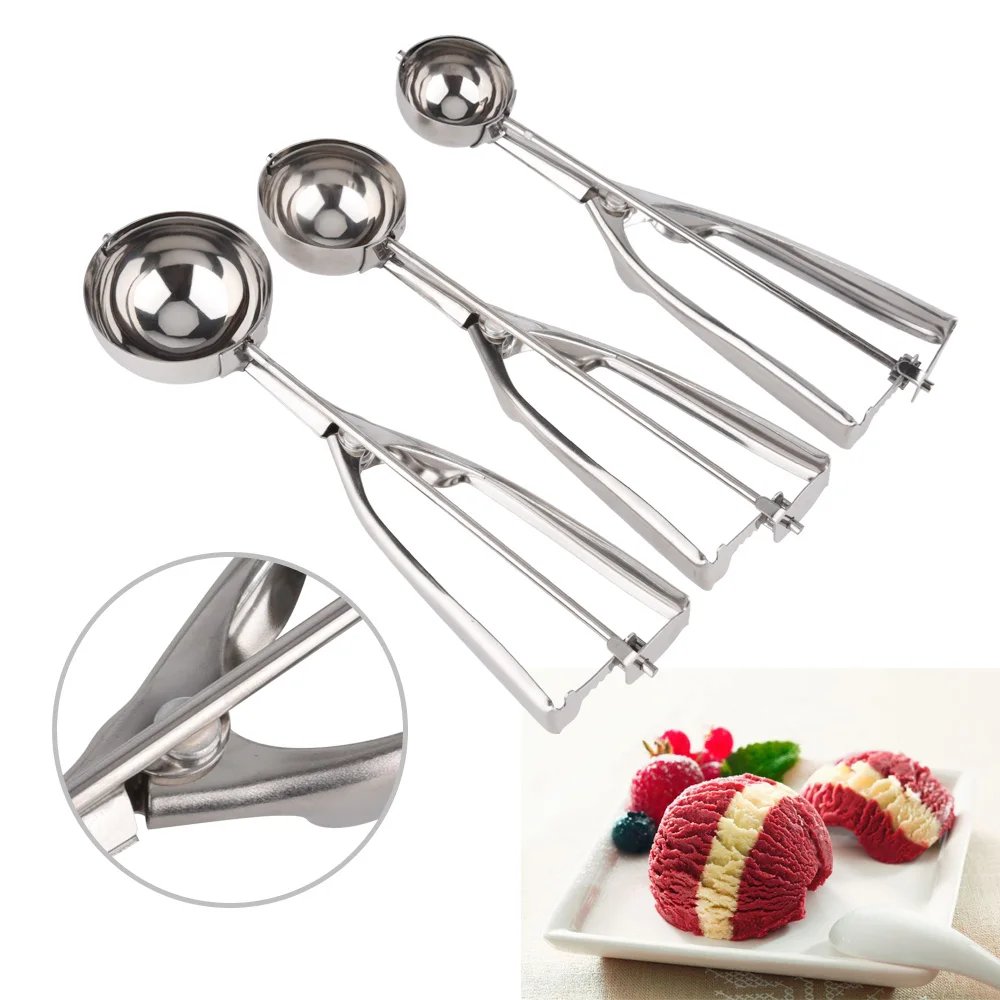

Stainless Steel Spoon Ice Cream Stacks Mashed Potatoes Watermelon Jelly Yogurt Cookies Spring Handle Scoop Kitchen Accessories